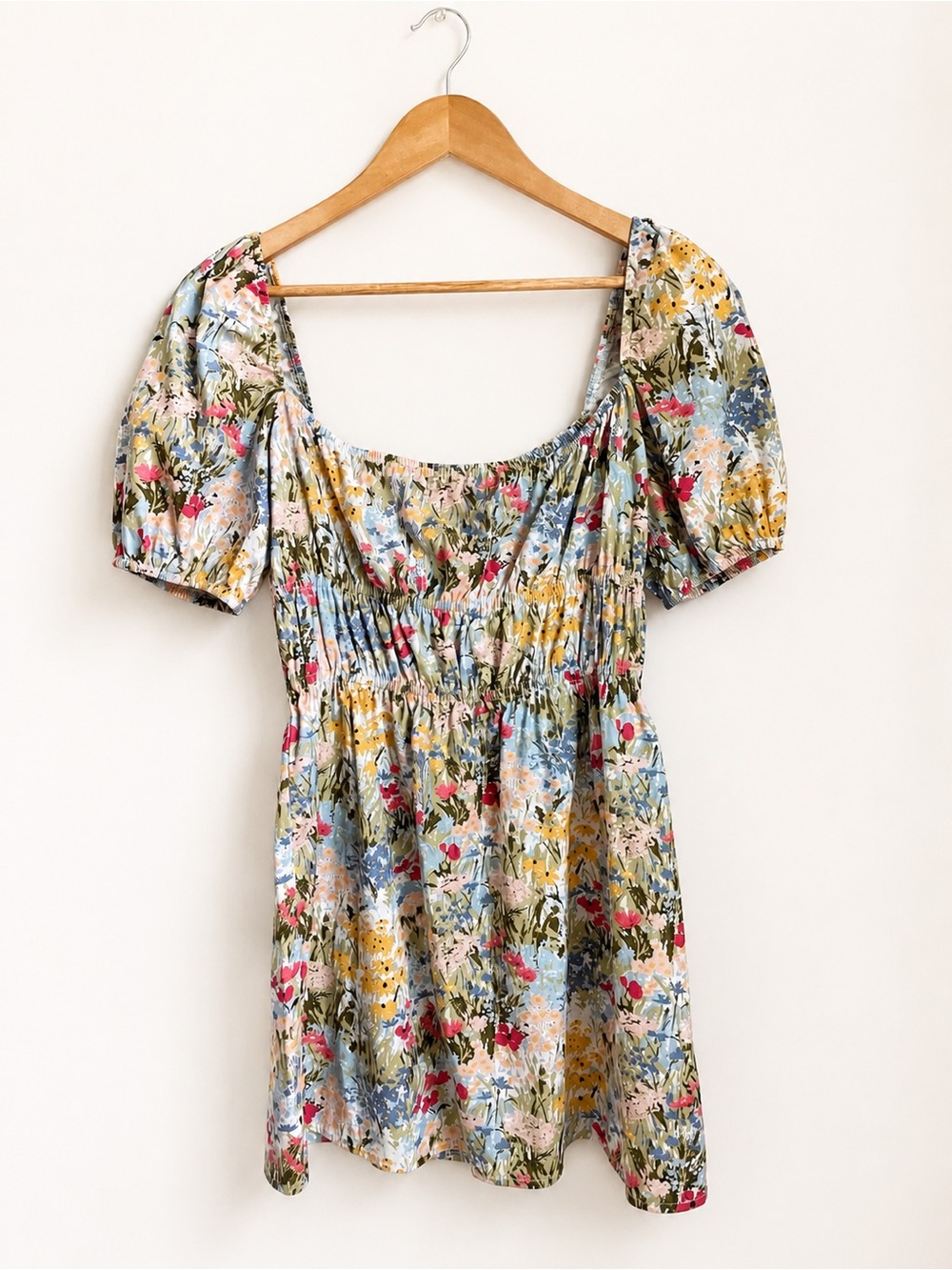 Reformation Woods Puff Sleeve Cotton Mini Dress in Countryside Print